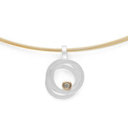 Sterling sølv Vedhæng, fg 14K mat/blank, 0,02ct W - SI - Urma.dk