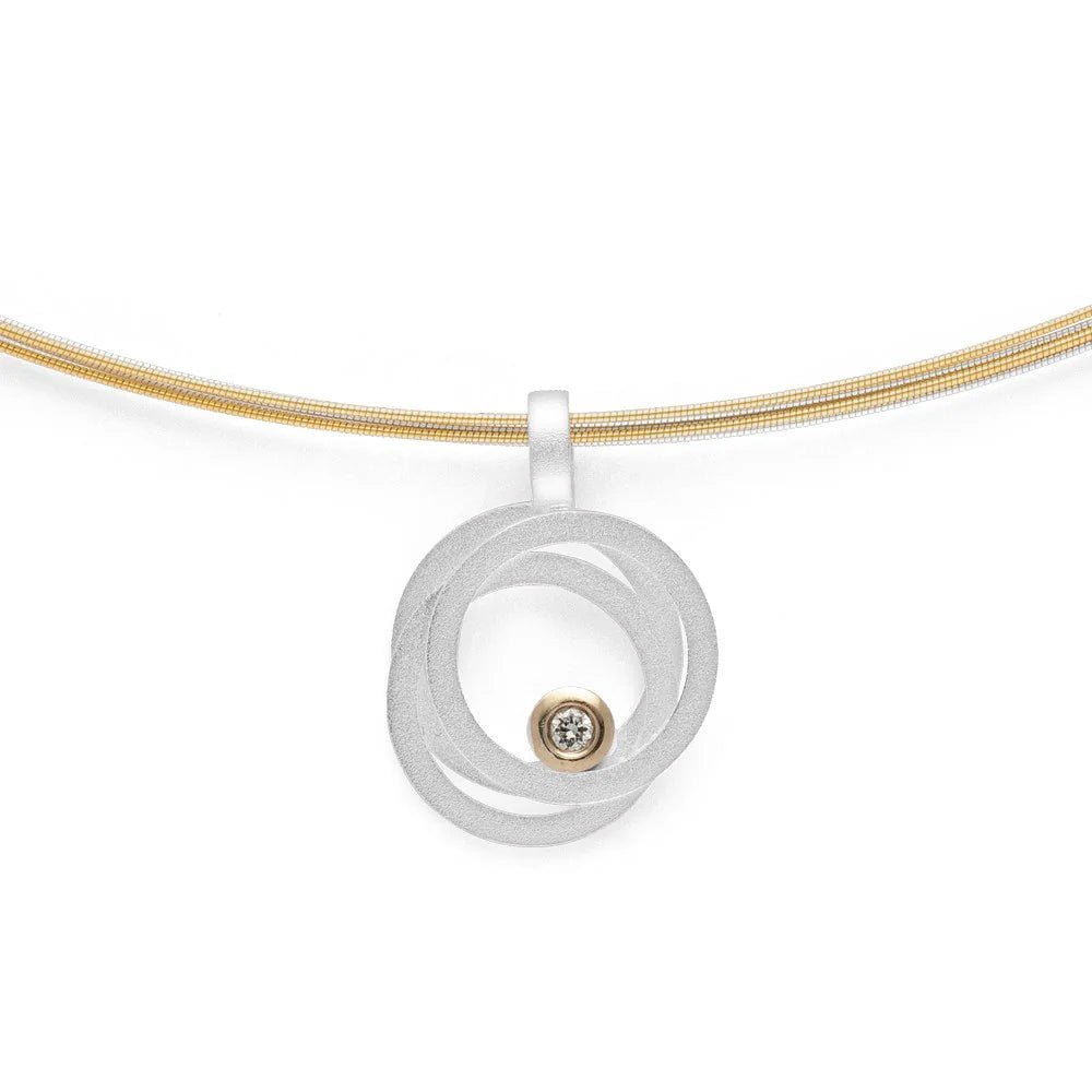 Sterling sølv Vedhæng, fg 14K mat/blank, 0,02ct W - SI - Urma.dk