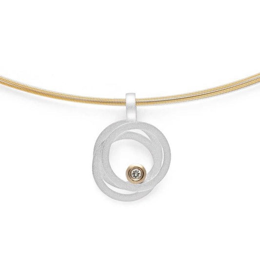Sterling sølv Vedhæng, fg 14K mat/blank, 0,02ct W - SI - Urma.dk