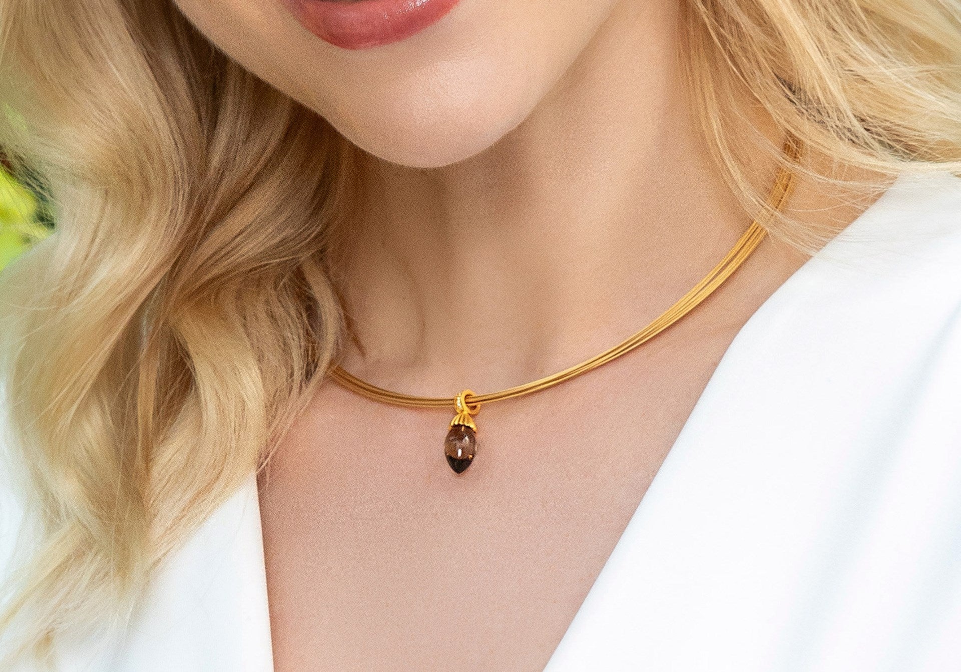 Sterling sølv Vedhæng, fg mat/blank, RQ und topas - Urma.dk