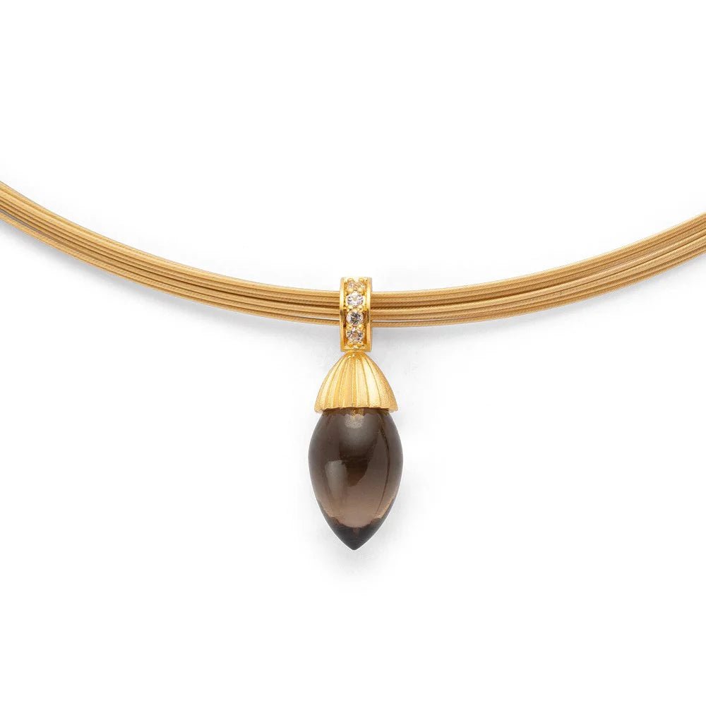 Sterling sølv Vedhæng, fg mat/blank, RQ und topas - Urma.dk