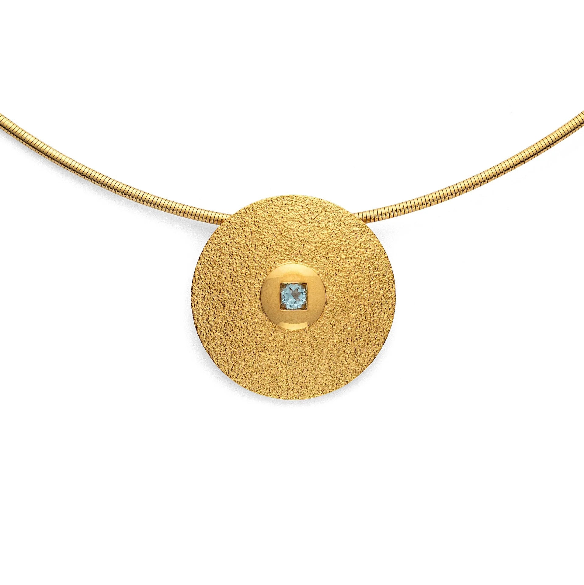 Sterling sølv Vedhæng, fg, tekstureret/blank, blå topas - Urma.dk