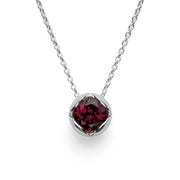 Sterling sølv Vedhæng inkl. rund ankerkæde mat Granat1,2mm - Urma.dk
