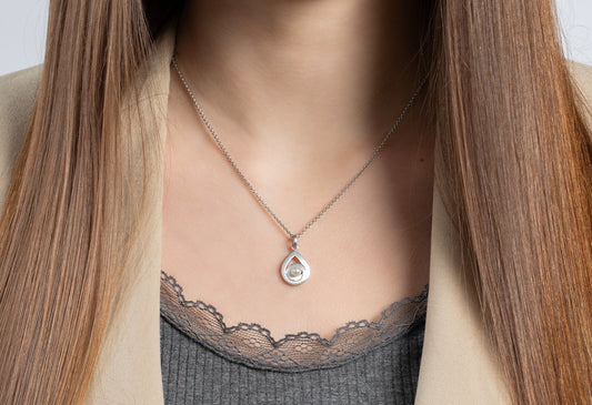 Sterling sølv Vedhæng, mat rho., hvid kulturperle 0,69ct - Urma.dk