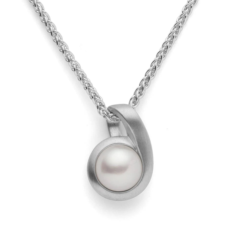 Sterling sølv Vedhæng, mat rho., hvid kulturperle 3.52ct - Urma.dk