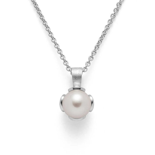 Sterling sølv Vedhæng, mat rho., hvid kulturperle 3,85ct - Urma.dk