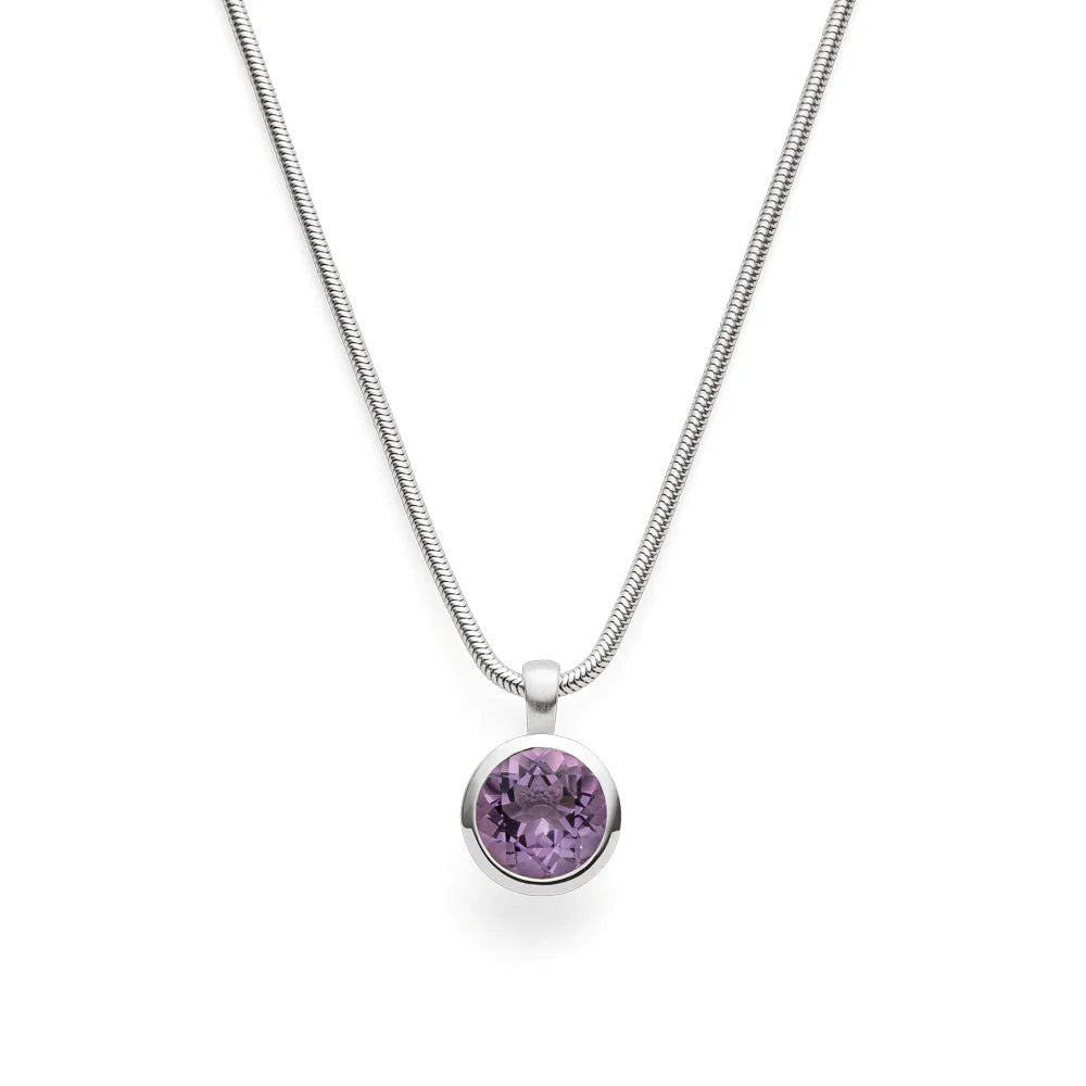 Sterling sølv vedhæng, mat/blank, amethyst 3,1ct - Urma.dk