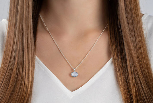 Sterling sølv Vedhæng mat/blank, chelcedon 1,72ct - Urma.dk