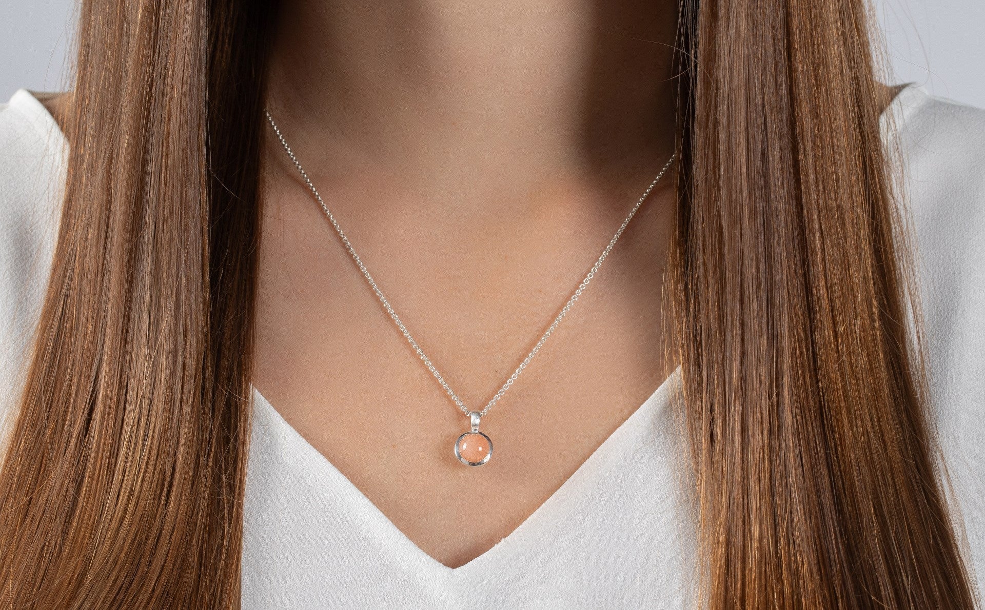 Sterling sølv Vedhæng mat/blank, månesten blush 1,85ct - Urma.dk