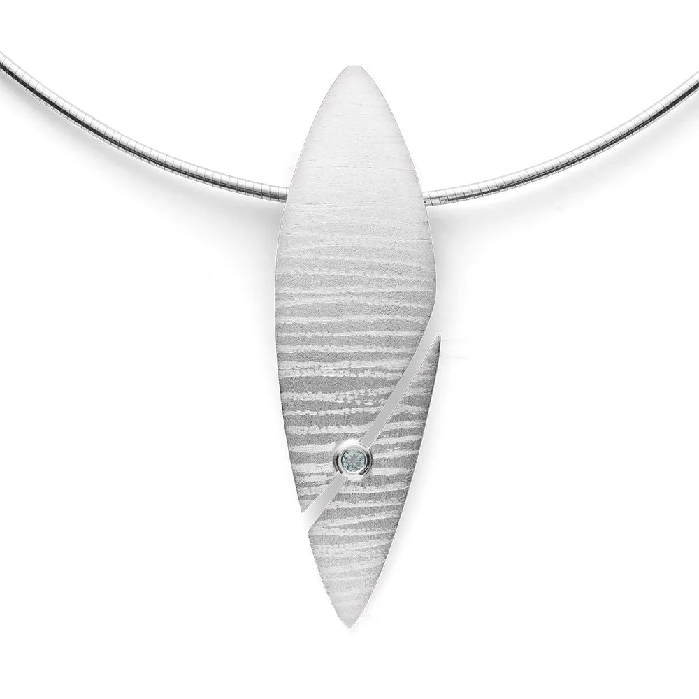 Sterling sølv Vedhæng mat/børstet, blå topas 0,12ct - Urma.dk