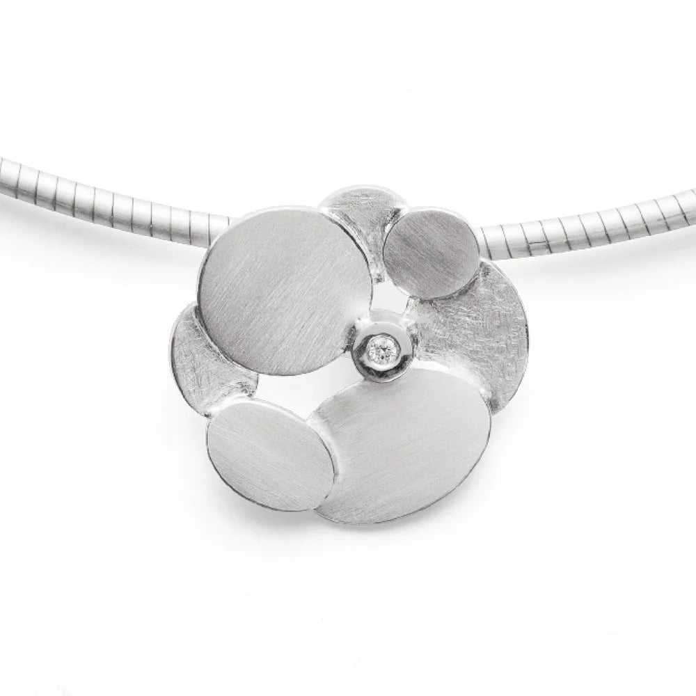 Sterling sølv Vedhæng mat/børstet, dia. 0,02CT W - SI2 - SI3 - Urma.dk