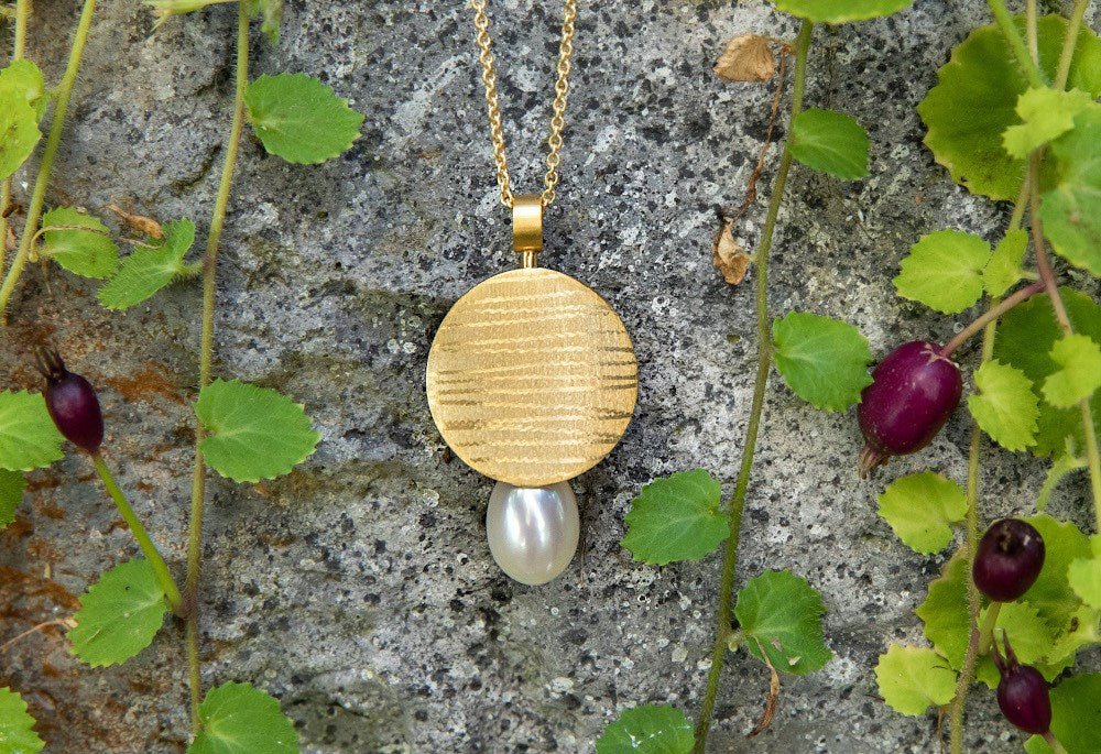 Sterling sølv Vedhæng, mat/børstet fg, kulturperle 9.21ct - Urma.dk