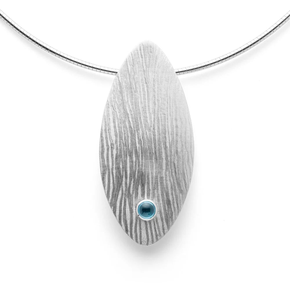 Sterling sølv Vedhæng mat/børstet/blank blå topas 0,83ct - Urma.dk