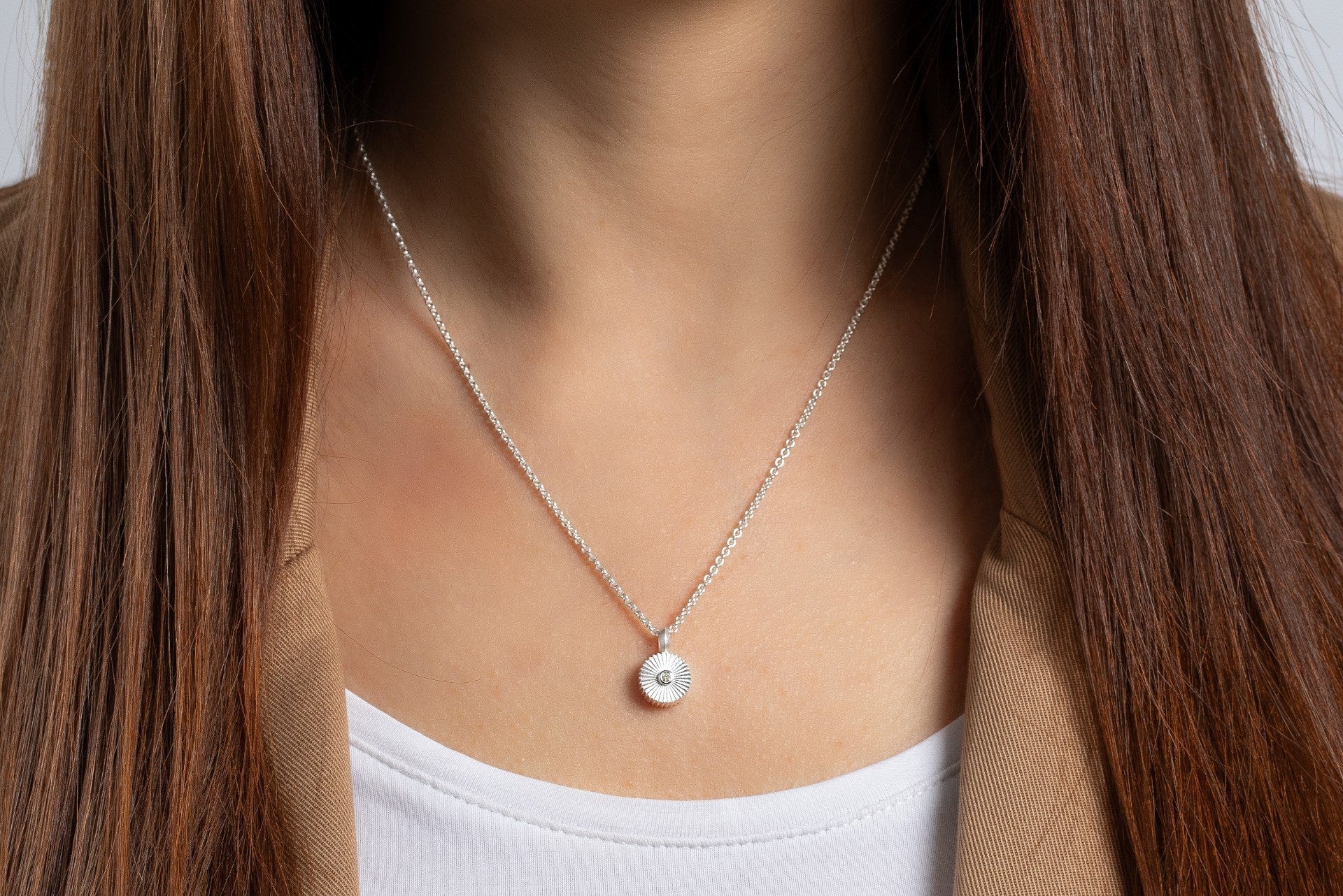 Sterling sølv Vedhæng matet, brillant 0,02ct W - SI - Urma.dk