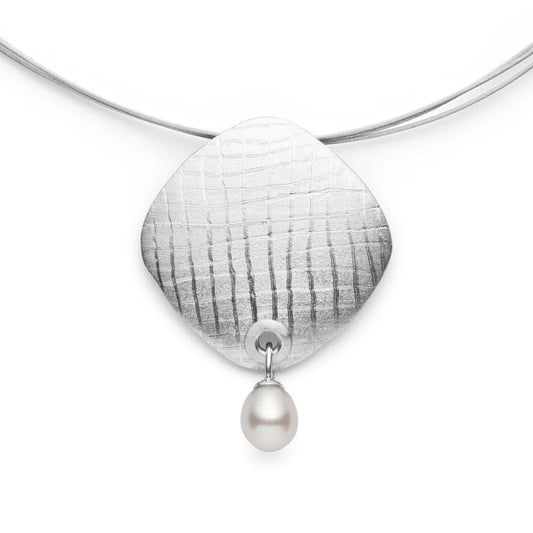 Sterling sølv Vedhæng, rho. mat/børstet,kulturperle 3,40ct - Urma.dk