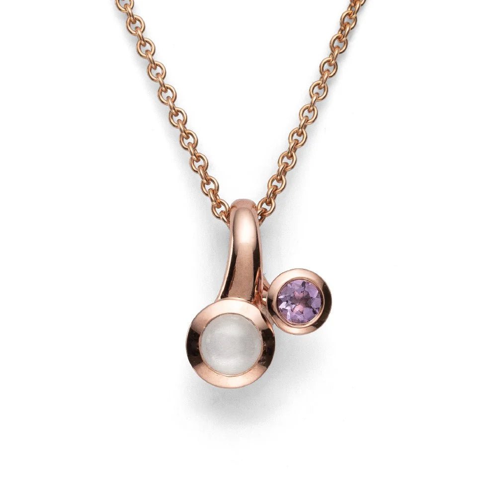 Sterling sølv Vedhæng, rosafg blank, månesten, ametyst - Urma.dk