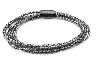 STORY armbånd i sort og  forsølvet hæmatit 1404856