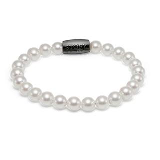  STORY armbånd med hvide perler - 17 cm