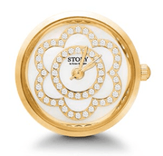 STORY Ur, krystalblomst, forgyldt