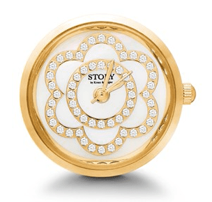 STORY Ur, krystalblomst, forgyldt