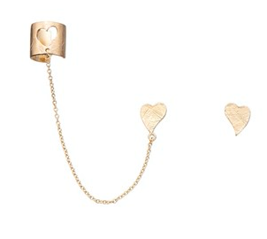 Ear cuff med kæde og hjerte