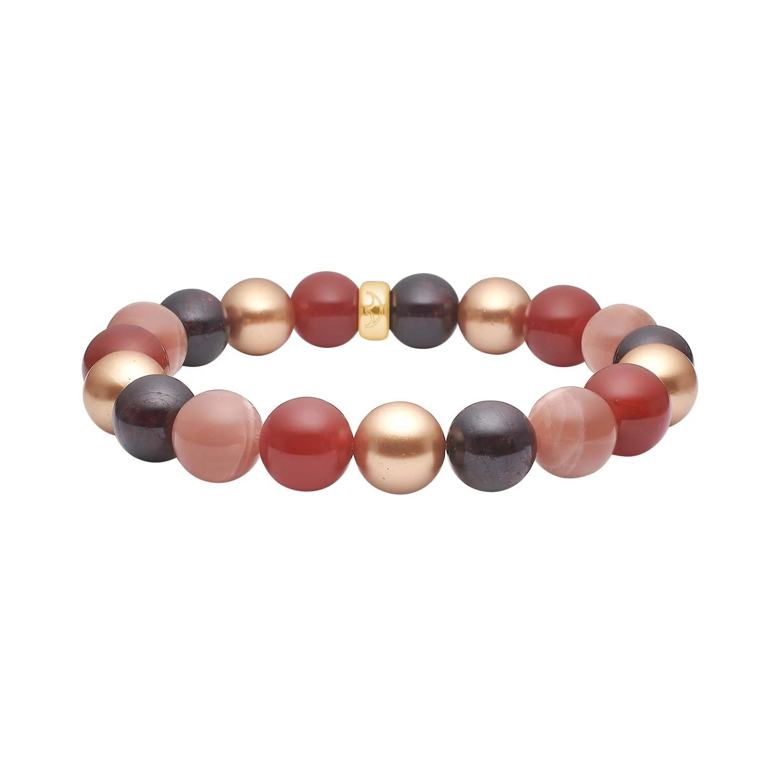 Sun stone, karneol, granat, MOP 12mm armbånd - Urma.dk
