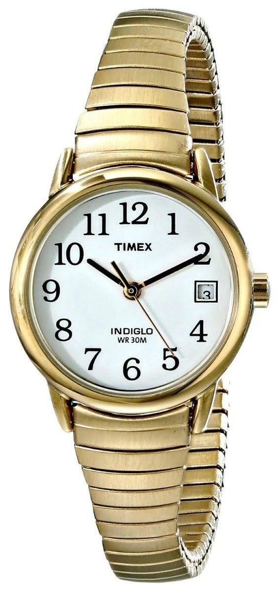Timex Easy Reader gylden dameur med flexlænke og lys - Urma.dk