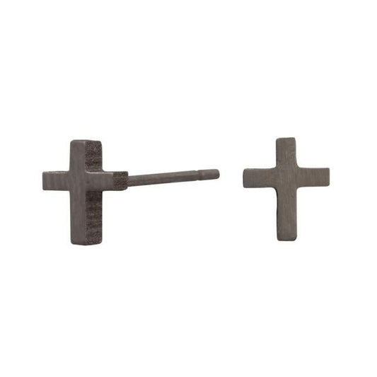 Titanium ørestikker kors matt - Urma.dk