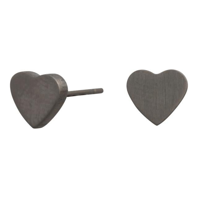 Titanium ørestikker stort hjerte matt - Urma.dk