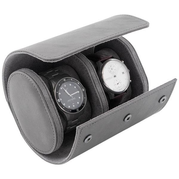 Ur opbevaringsskrin til 2 ure, grå kunstlæder - Urma.dk