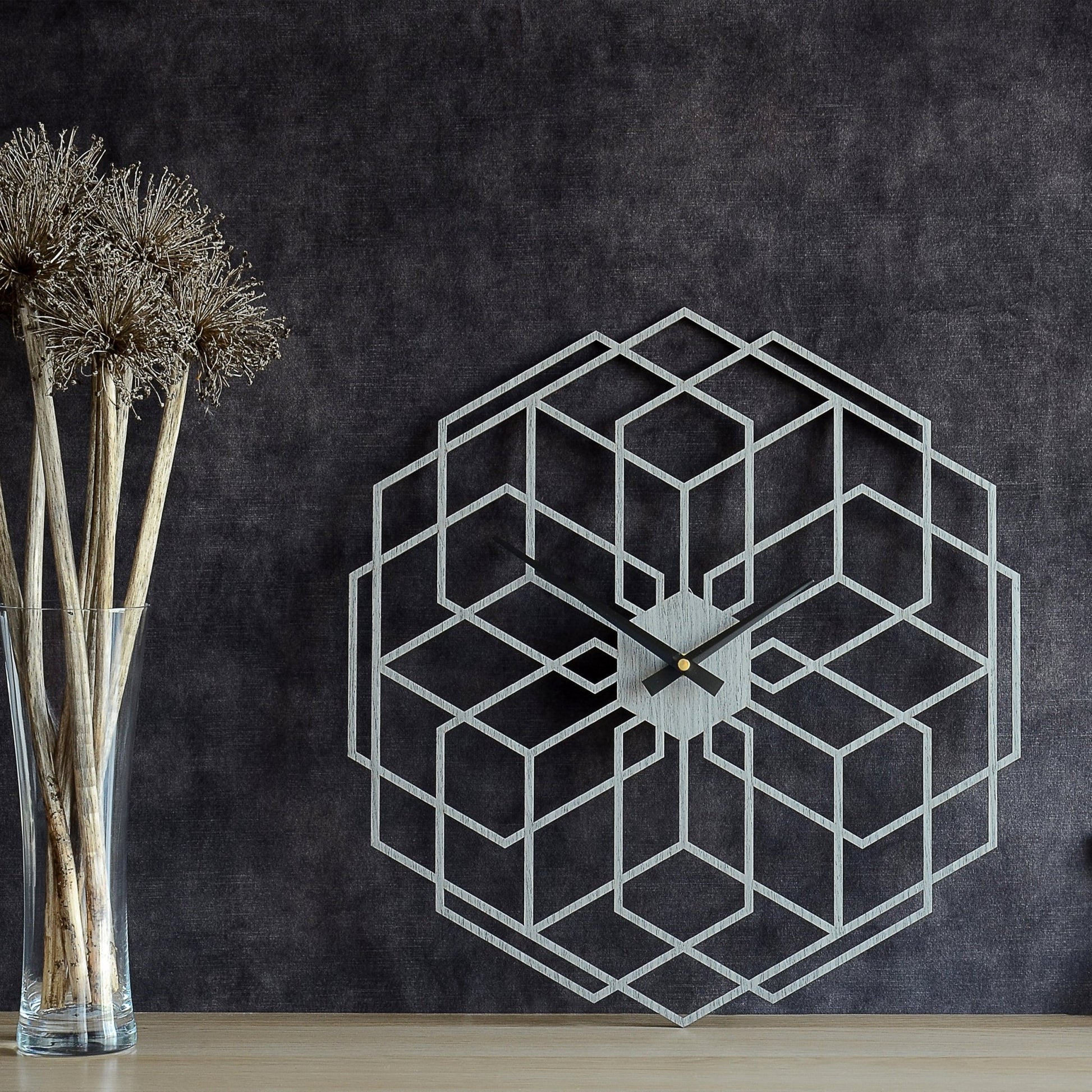 Vægur Hexaflower håndlavet i ægte træ 43 cm - Urma.dk