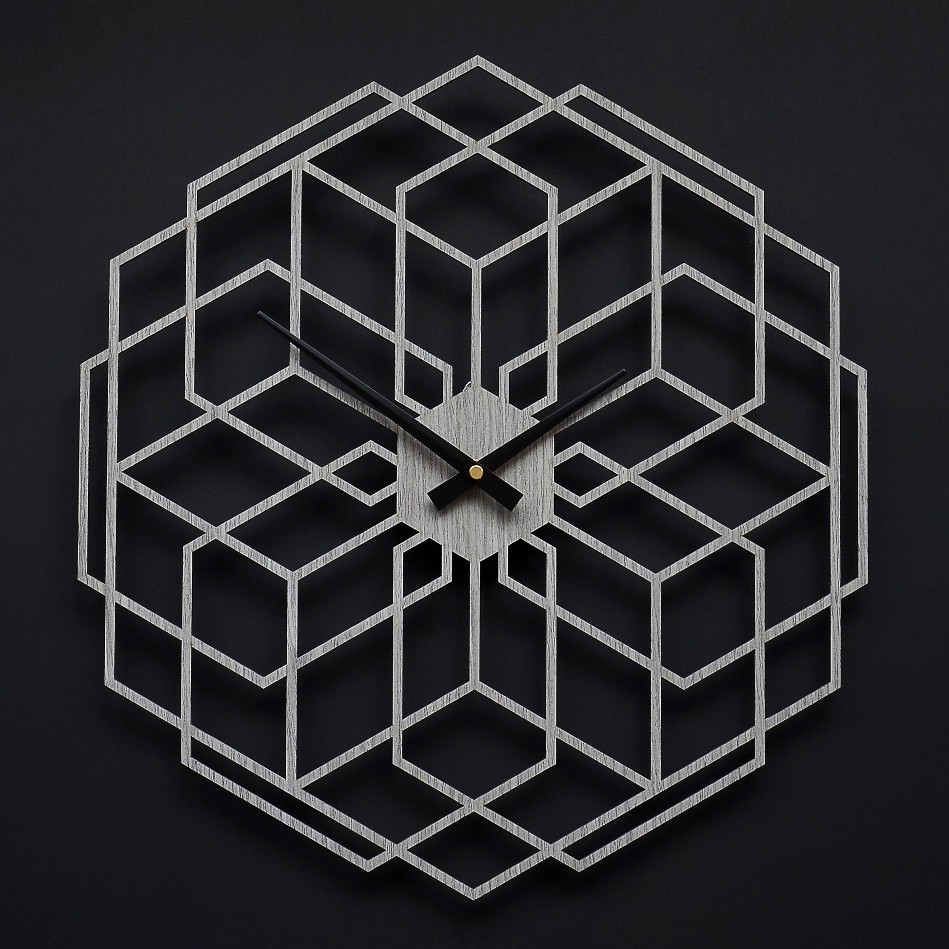 Vægur Hexaflower håndlavet i ægte træ 43 cm - Urma.dk