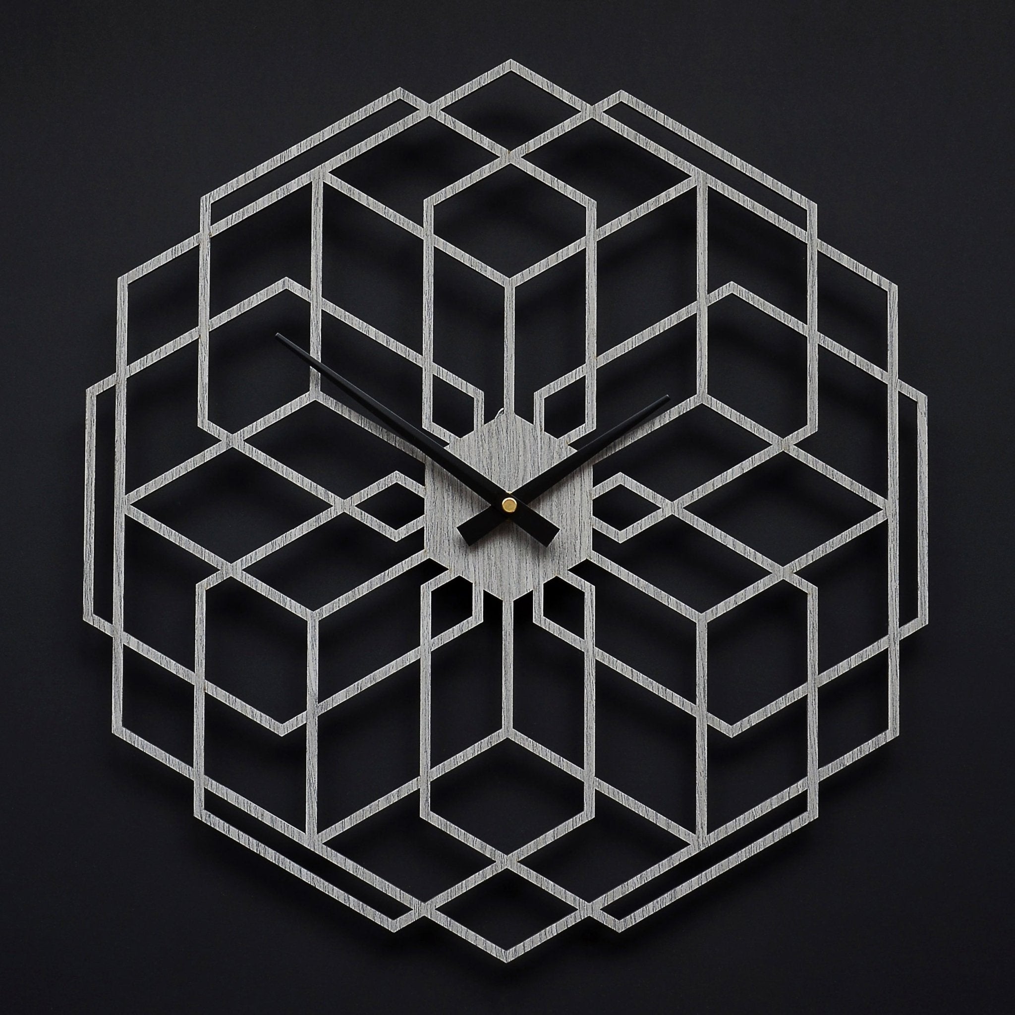 Vægur Hexaflower håndlavet i ægte træ 43 cm - Urma.dk