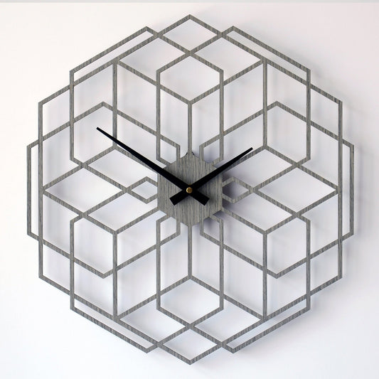 Vægur Hexaflower håndlavet i ægte træ 43 cm - Urma.dk