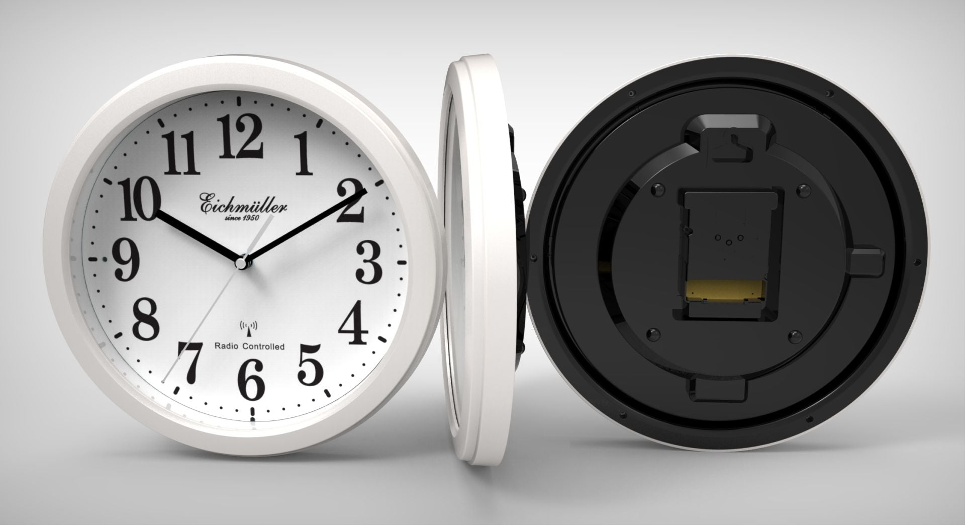 Vægur radiostyret lydløs - Hvid - Ø 28 cm - Urma.dk