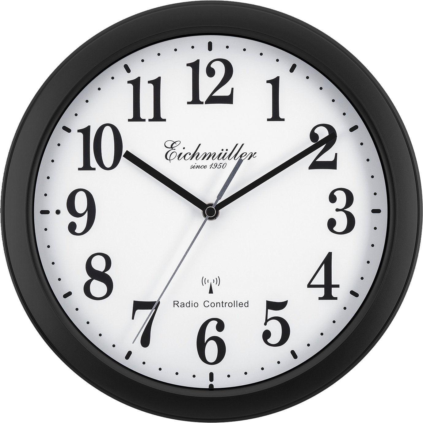 Vægur radiostyret lydløs - Sort - Ø 28 cm - Urma.dk