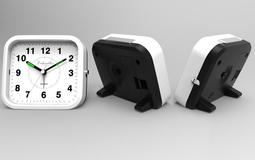 Vækkeur kvadratisk med hvid skive og sorte tal - Urma.dk