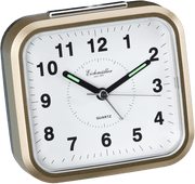 Vækkeur kvadratisk med hvid skive og sorte tal - Guld - Urma.dk