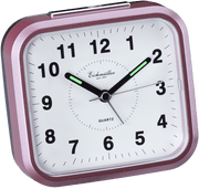 Vækkeur kvadratisk med hvid skive og sorte tal - Pink - Urma.dk