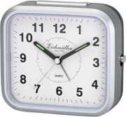Vækkeur kvadratisk med hvid skive og sorte tal - Sølvgrå - Urma.dk