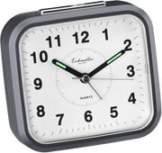 Vækkeur, kvadratisk med store sorte tal på hvid urskive - Grå - Urma.dk