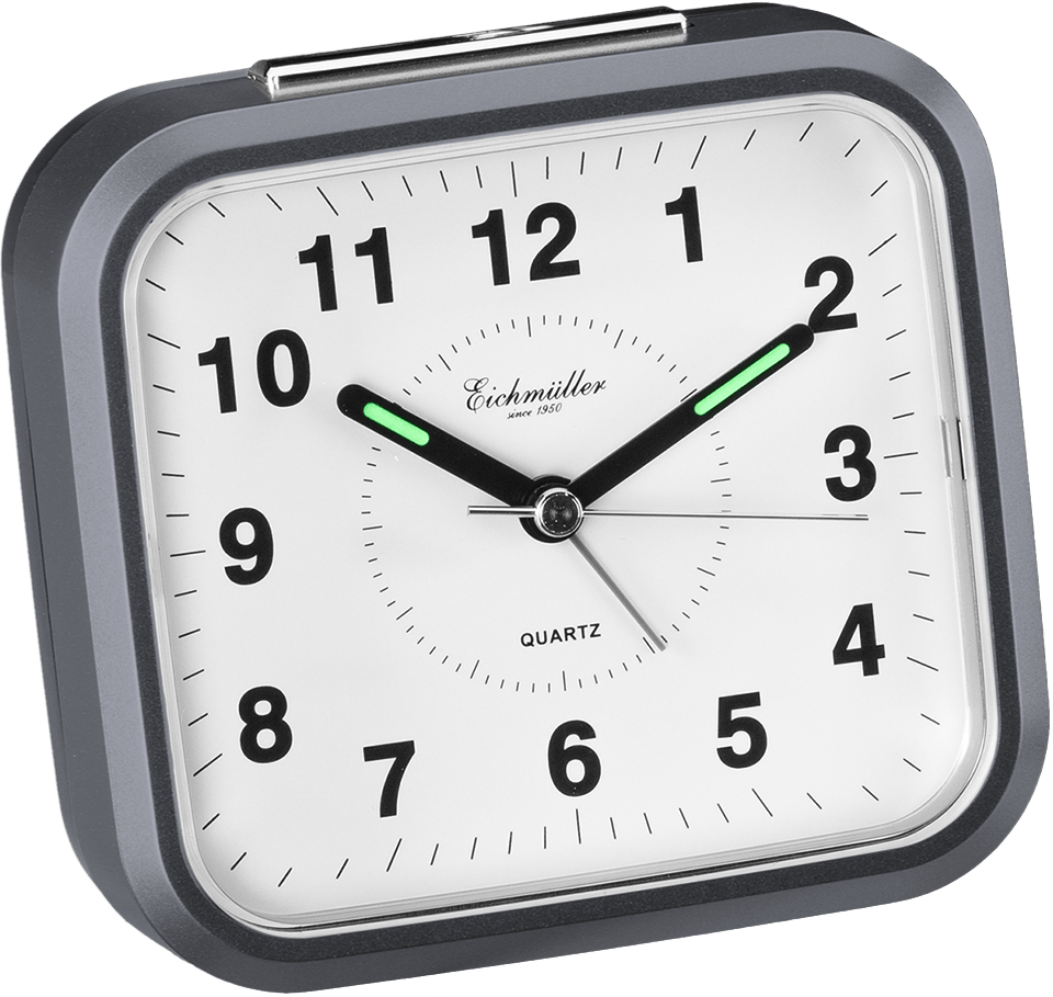 Vækkeur, kvadratisk med store sorte tal på hvid urskive - Grå - Urma.dk