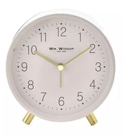 Vækkeur med rundt urkasse med hvid metal cover - 125 x 50 mm - Urma.dk