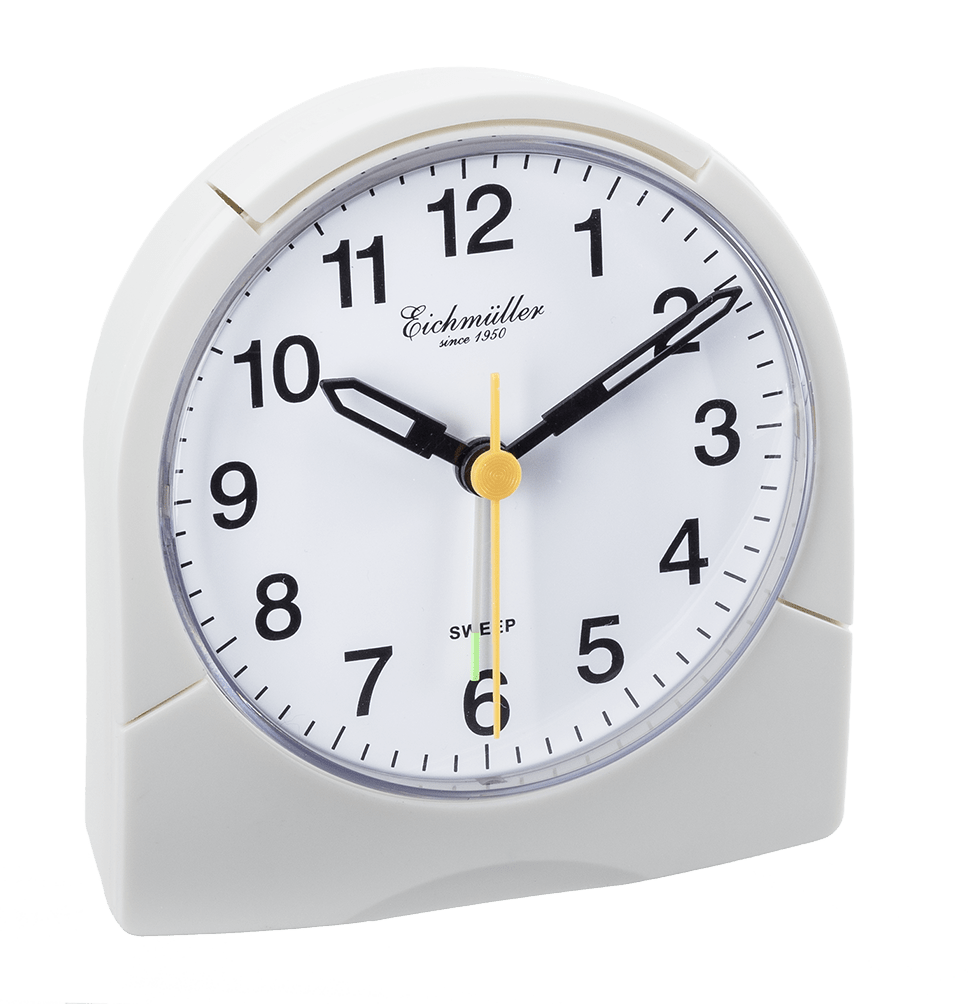 Vækkeur rund med lydløs sekundviser - Hvid - Urma.dk