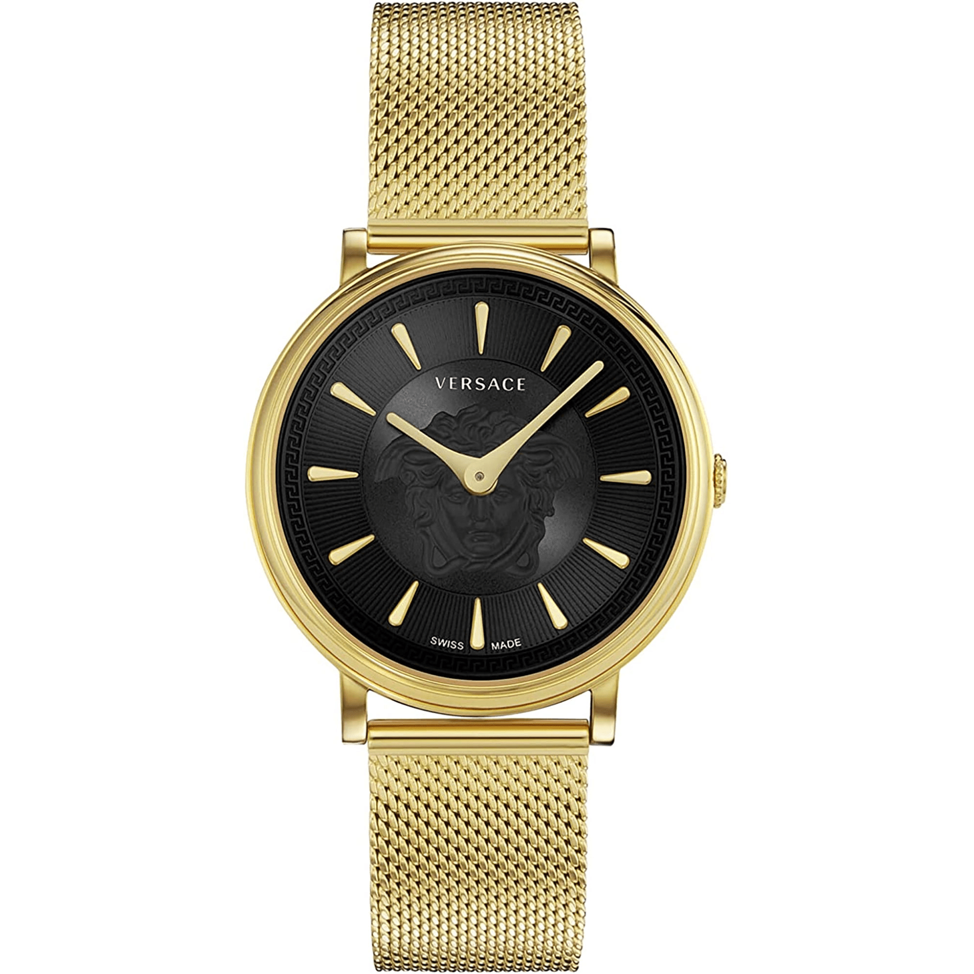 Versace Dame Rustfrit Stål Guldfarvet Sort Stål Ur VE8102119 - Urma.dk