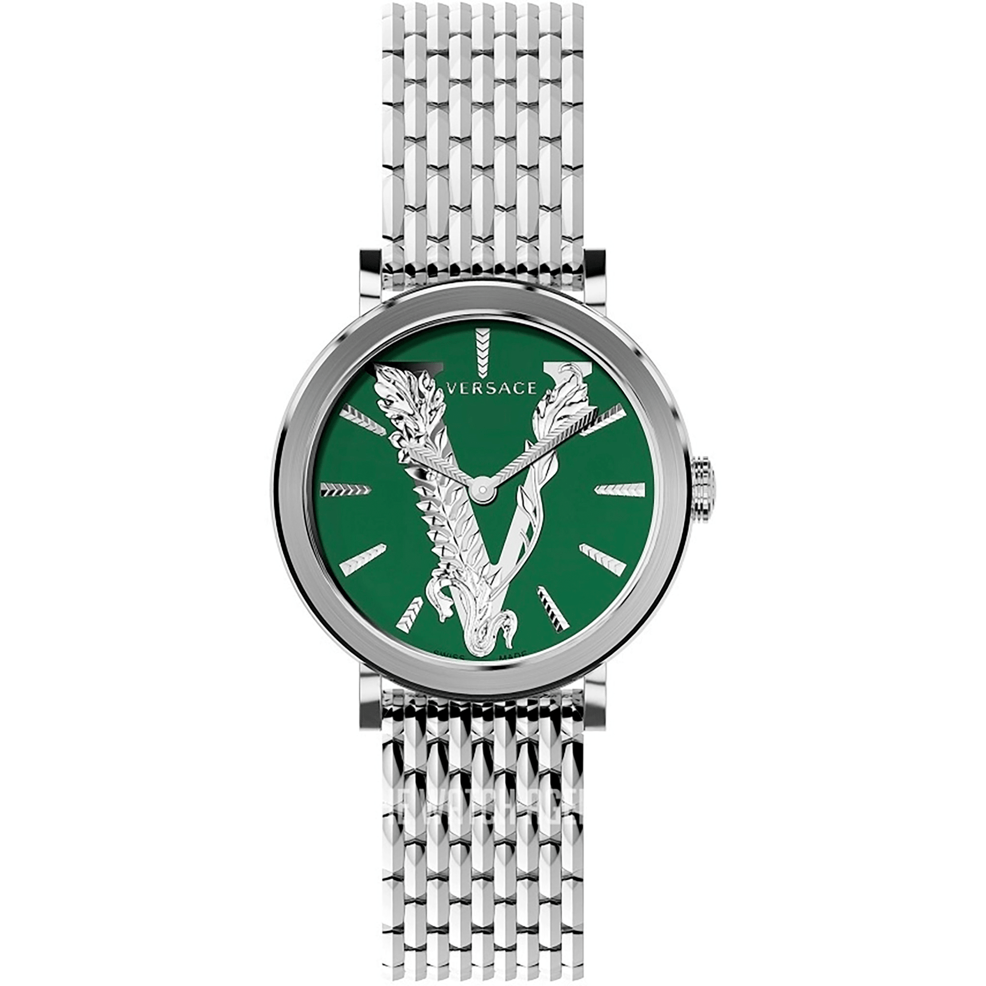 Versace Dame Rustfrit Stål Sølv Grøn Ur VERI00520 - Urma.dk