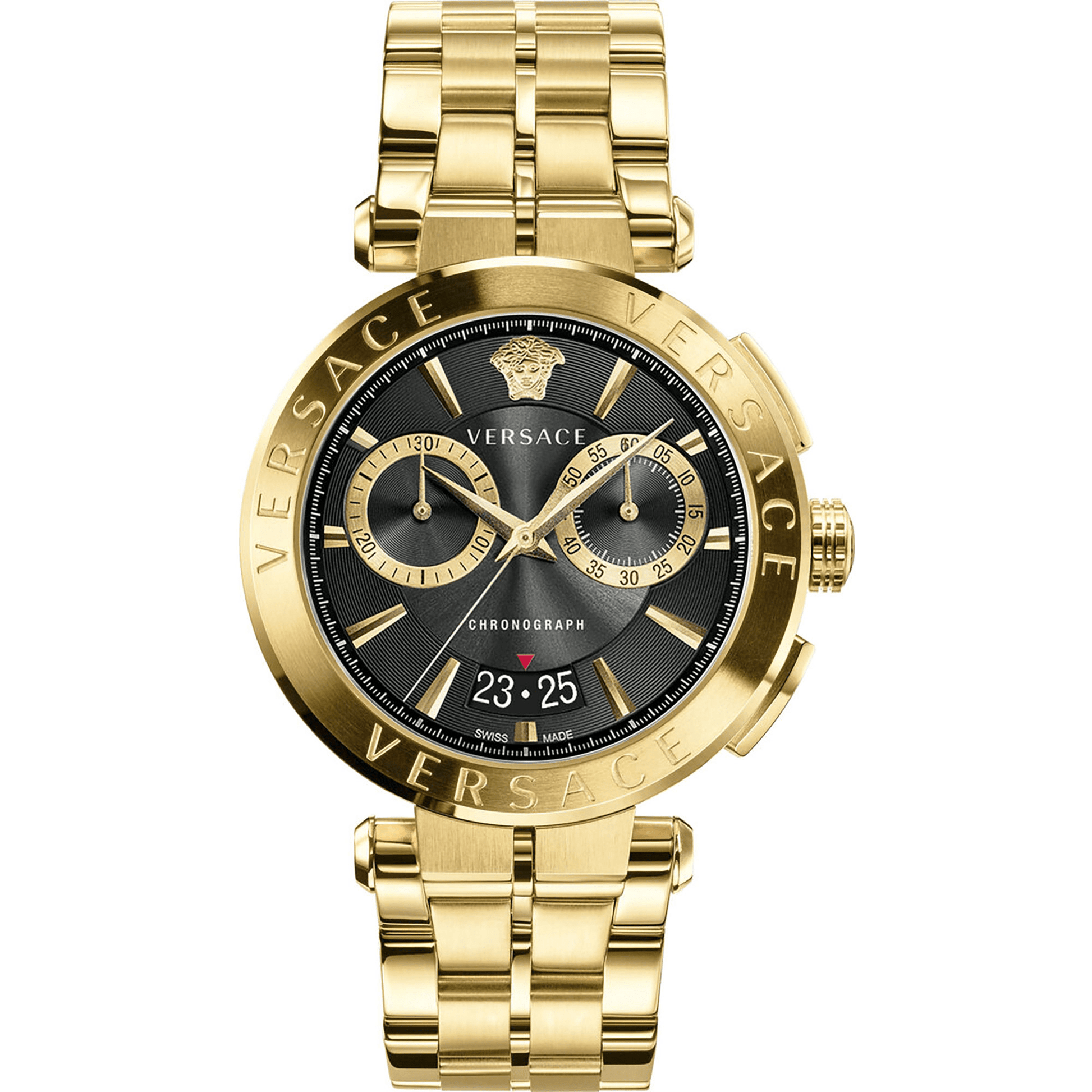 Versace Herreur Rustfrit Stål Guld Sort Kronograf Ur VE1D02823 - Urma.dk