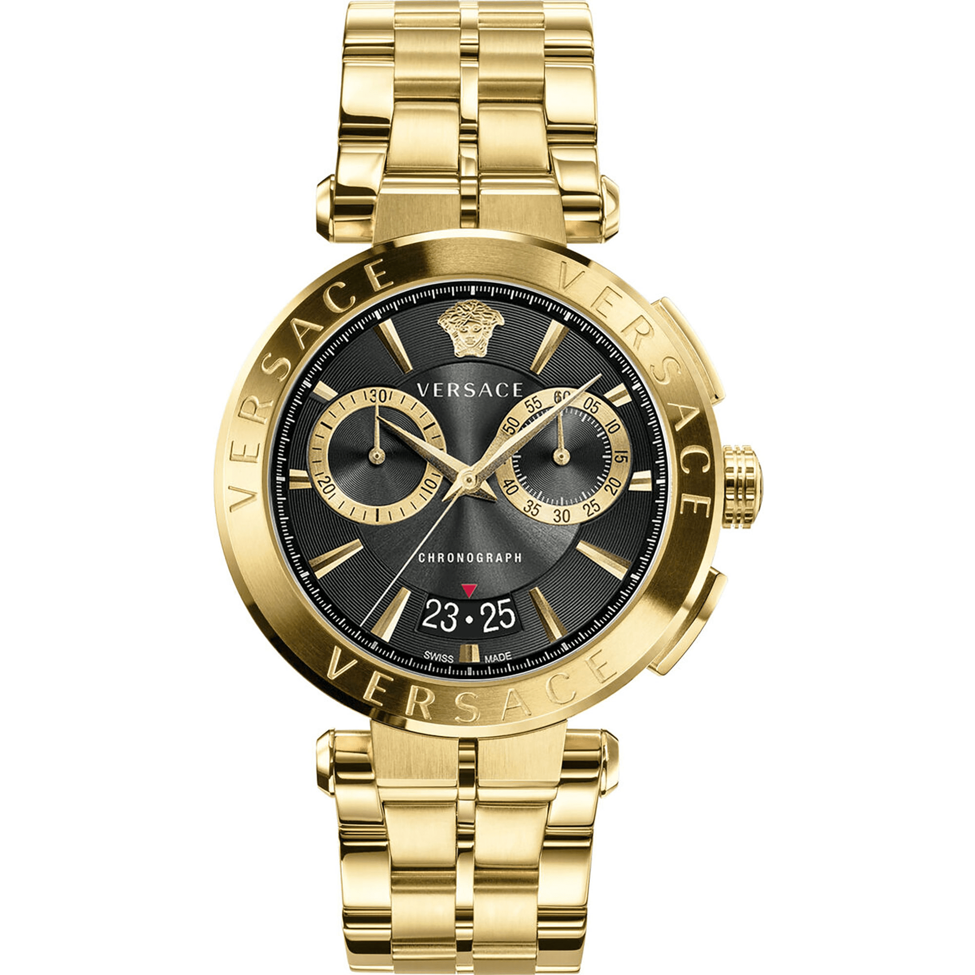 Versace Herreur Rustfrit Stål Guld Sort Kronograf Ur VE1D02823 - Urma.dk