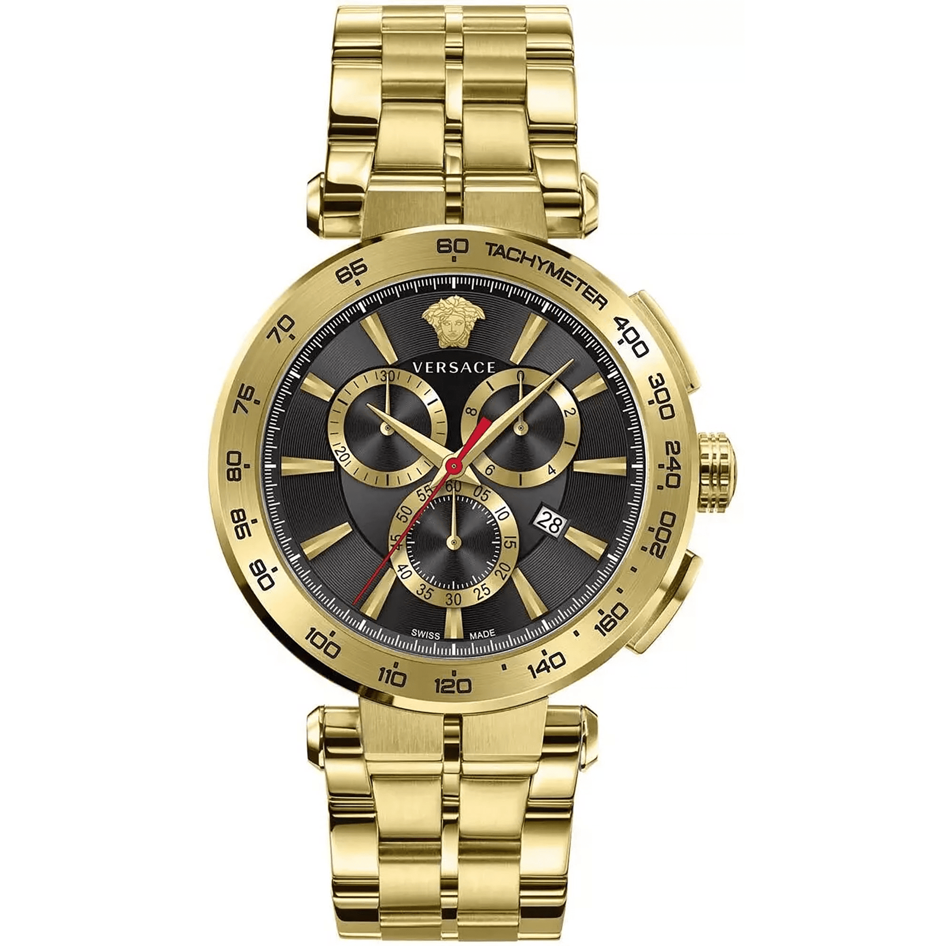 Versace Herreur Rustfrit Stål Guld Sort Kronograf Ur VE6CA0623 - Urma.dk