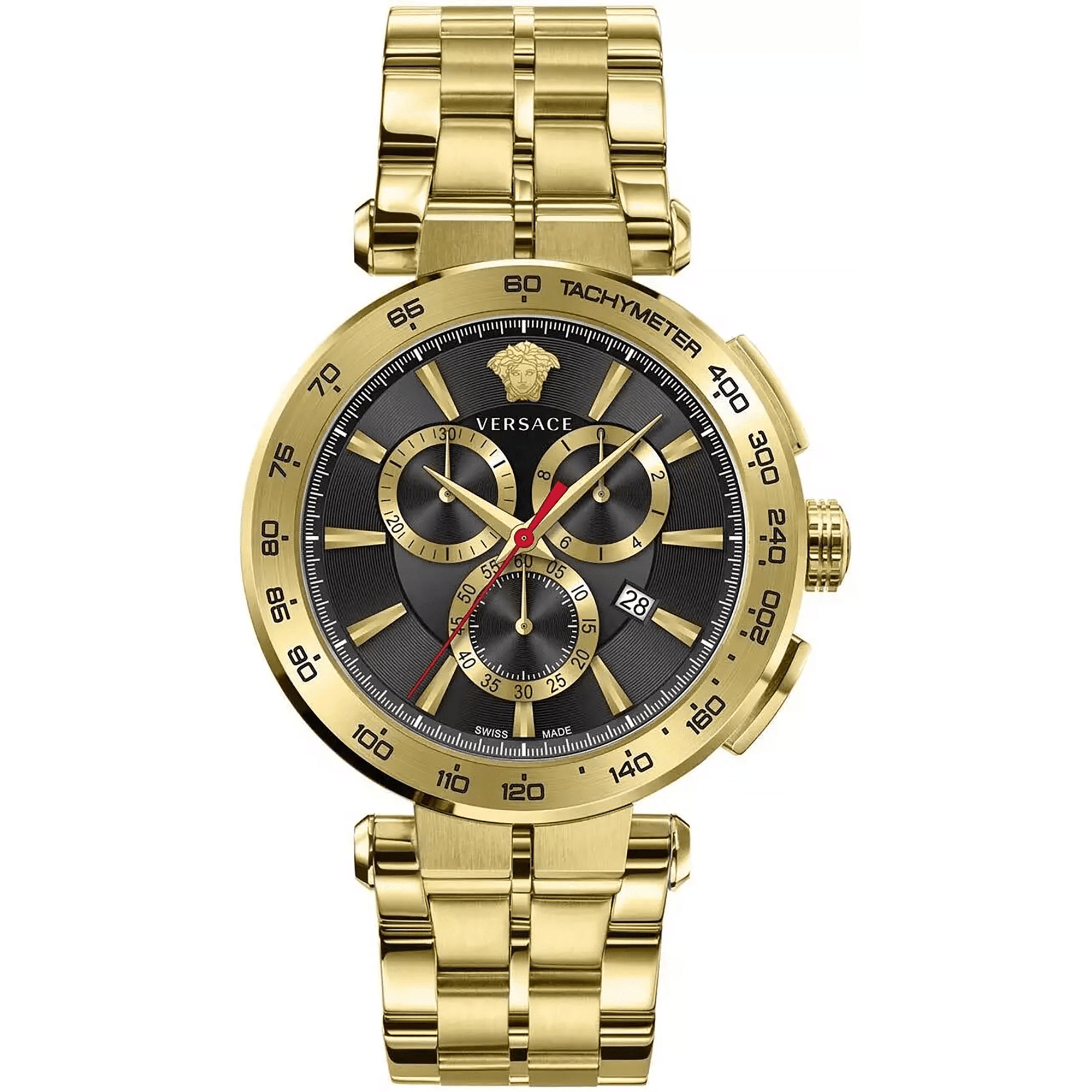Versace Herreur Rustfrit Stål Guld Sort Kronograf Ur VE6CA0623 - Urma.dk